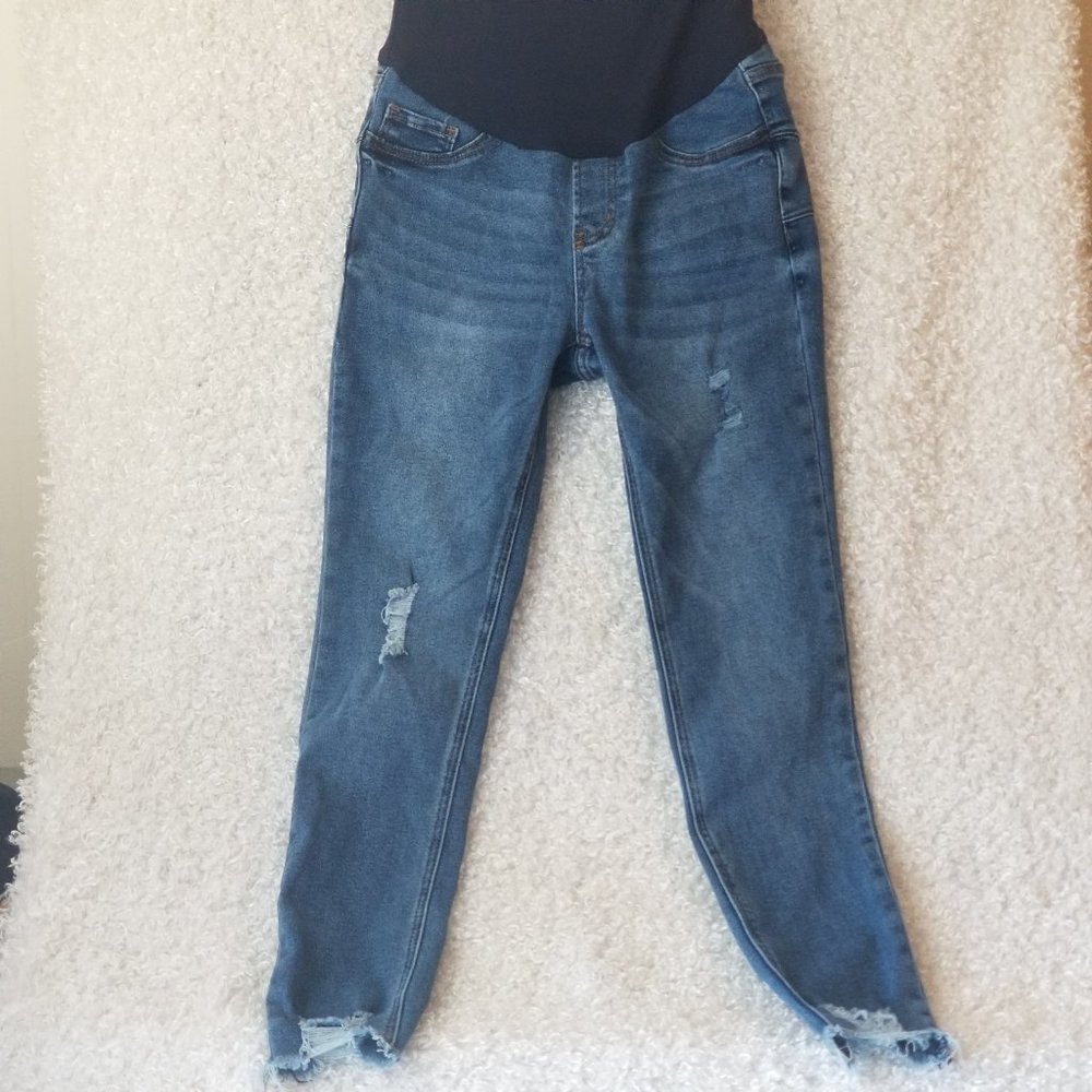 SONG Maternity Distressed Stretched Skinny Blue Jeans Size Small